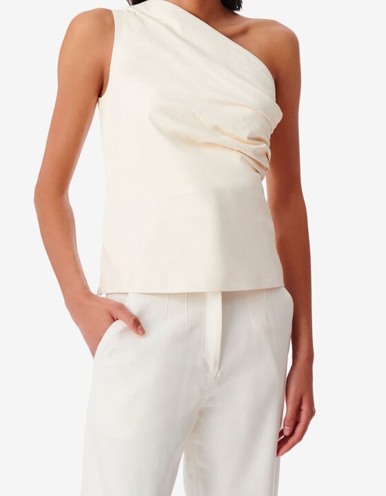 OANA ASYMMETRICAL LEATHER TOP